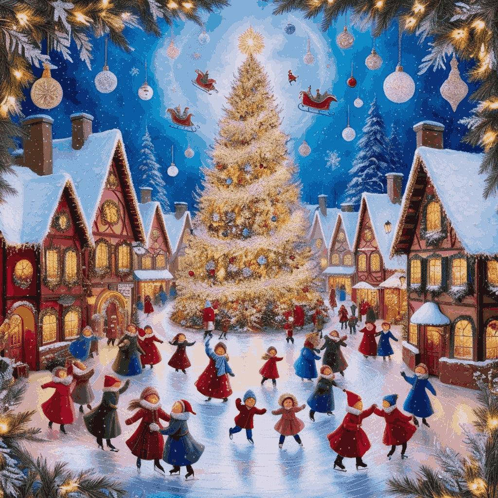 "Christmas Village Celebration" Paint by Numbers Kit - 1a7e5542aca0a8dea204934162d39d3f