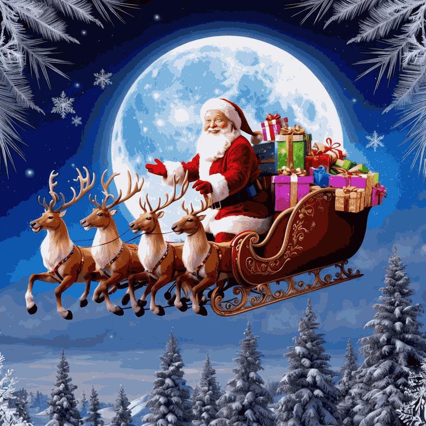 "Santa's Magical Christmas Eve Flight" Paint by Numbers Kit - 36e69ede5ce58137f60a1046188b998e