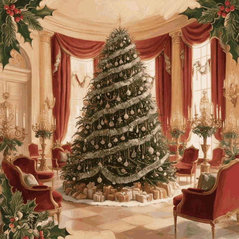 "Victorian Christmas Elegance" Paint by Numbers Kit - 38722d2329ee3a9054786152a1e93b70