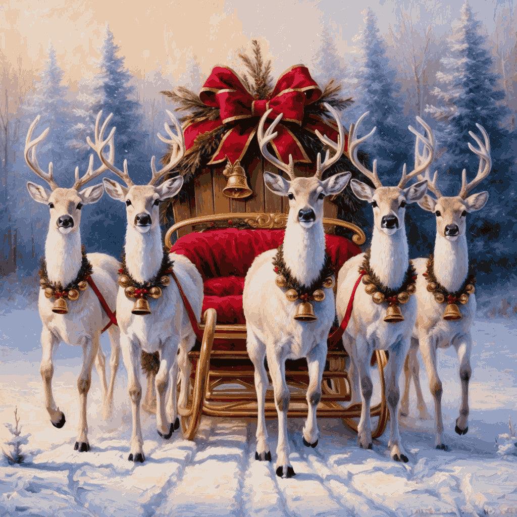 "Santa's Reindeer Sleigh" Paint by Numbers Kit - 4b8e9b1af09ef429fcda50ff8be778e2