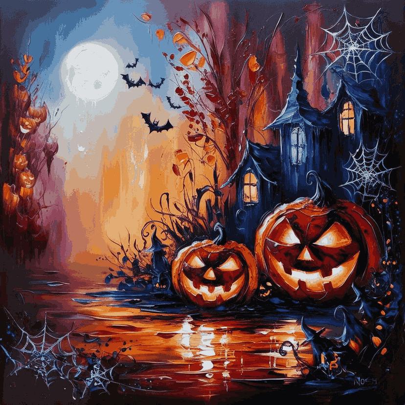 "Halloween Night Magic" Paint by Numbers Kit - 56fafdffc04448fe907260d989c2688f