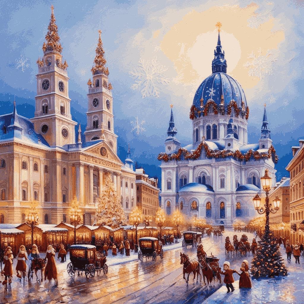 "Winter Cathedral Christmas Market" Paint by Numbers Kit - 5abb8ac77e86fd33479c4fe66cb7257b