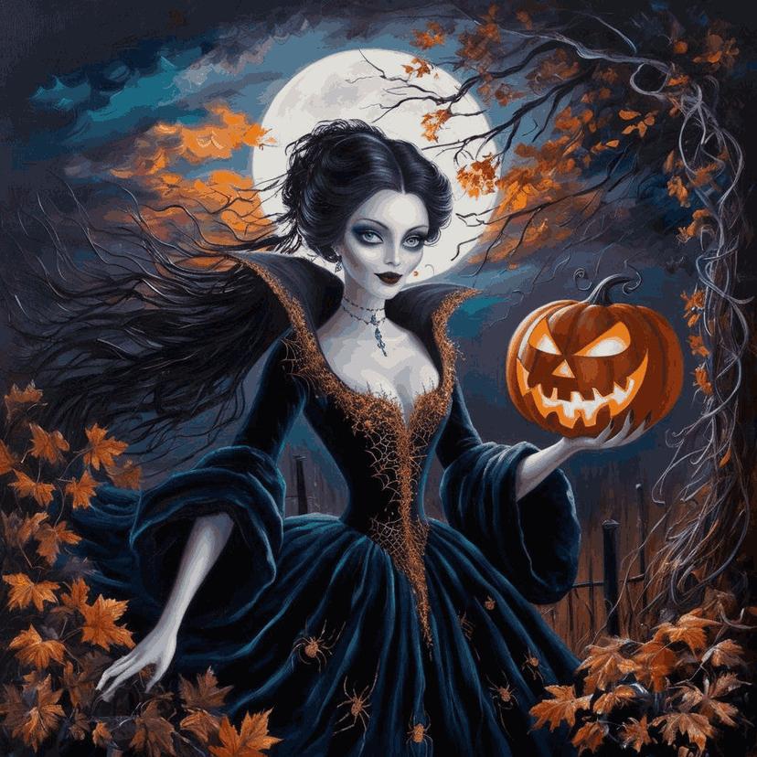 "Halloween Night Queen" Paint by Numbers Kit - 6d2f236460029fc8635d897ffc93aeca