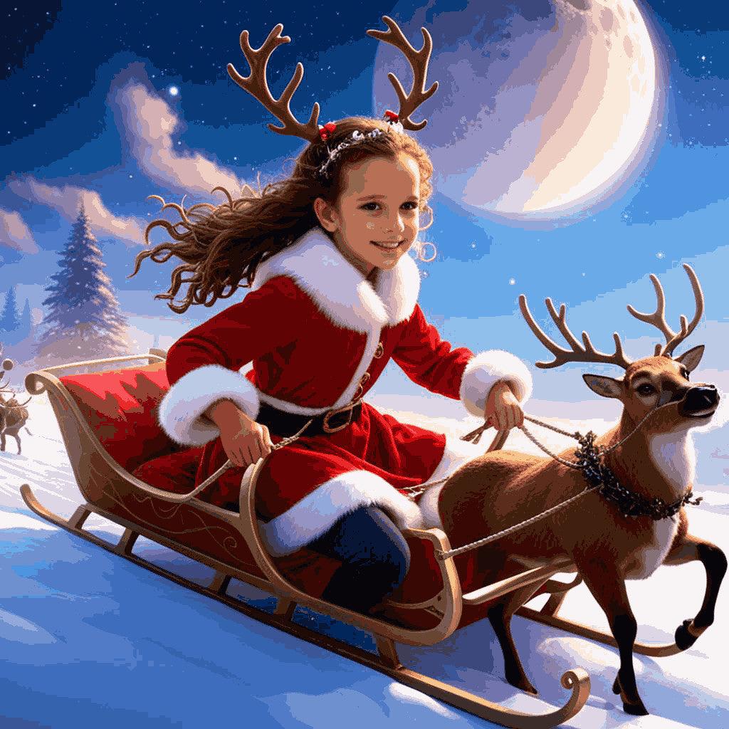 "Christmas Sleigh Adventure" Paint by Numbers Kit - 717ef3aaa80c4aa25158caadea0d4552