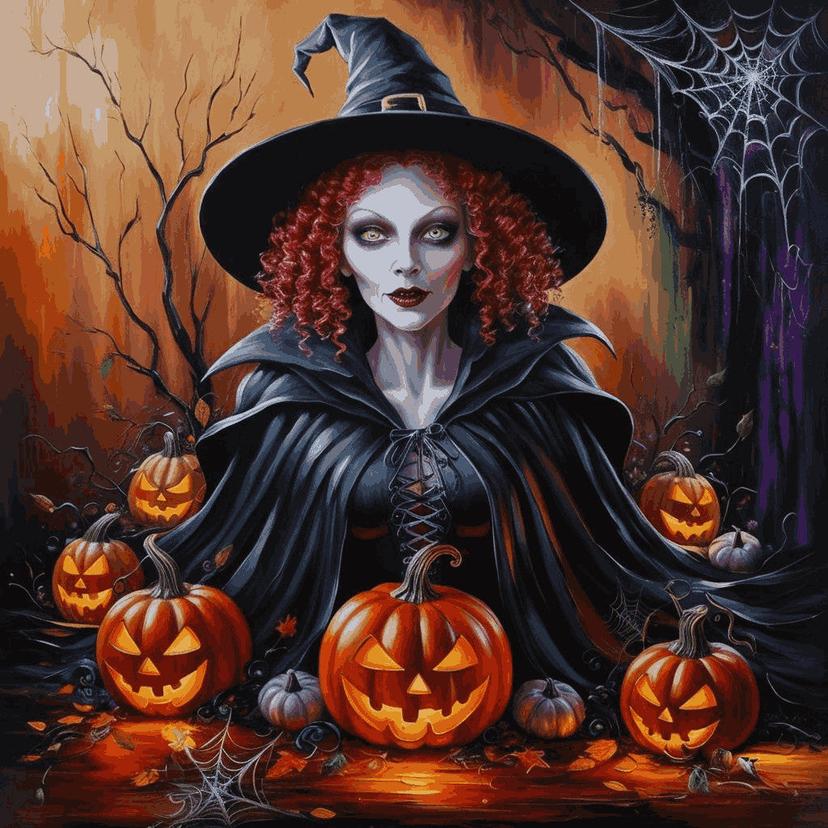 "Halloween Witch" Paint by Numbers Kit - 778677fdb634000d89c0ff048432a7dd