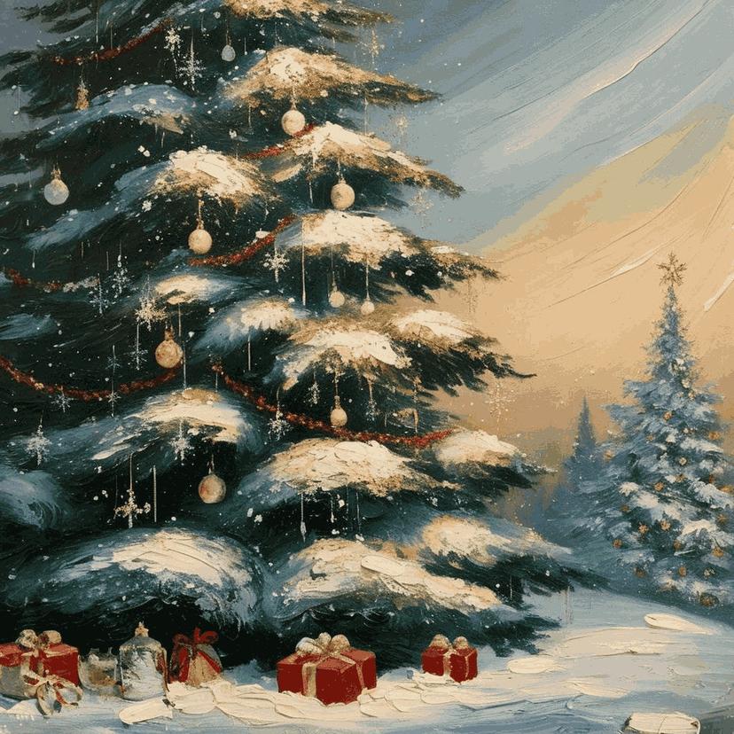 "Snowy Christmas Tree" Paint by Numbers Kit - 78869b1b6851c83377a01c504b11458d