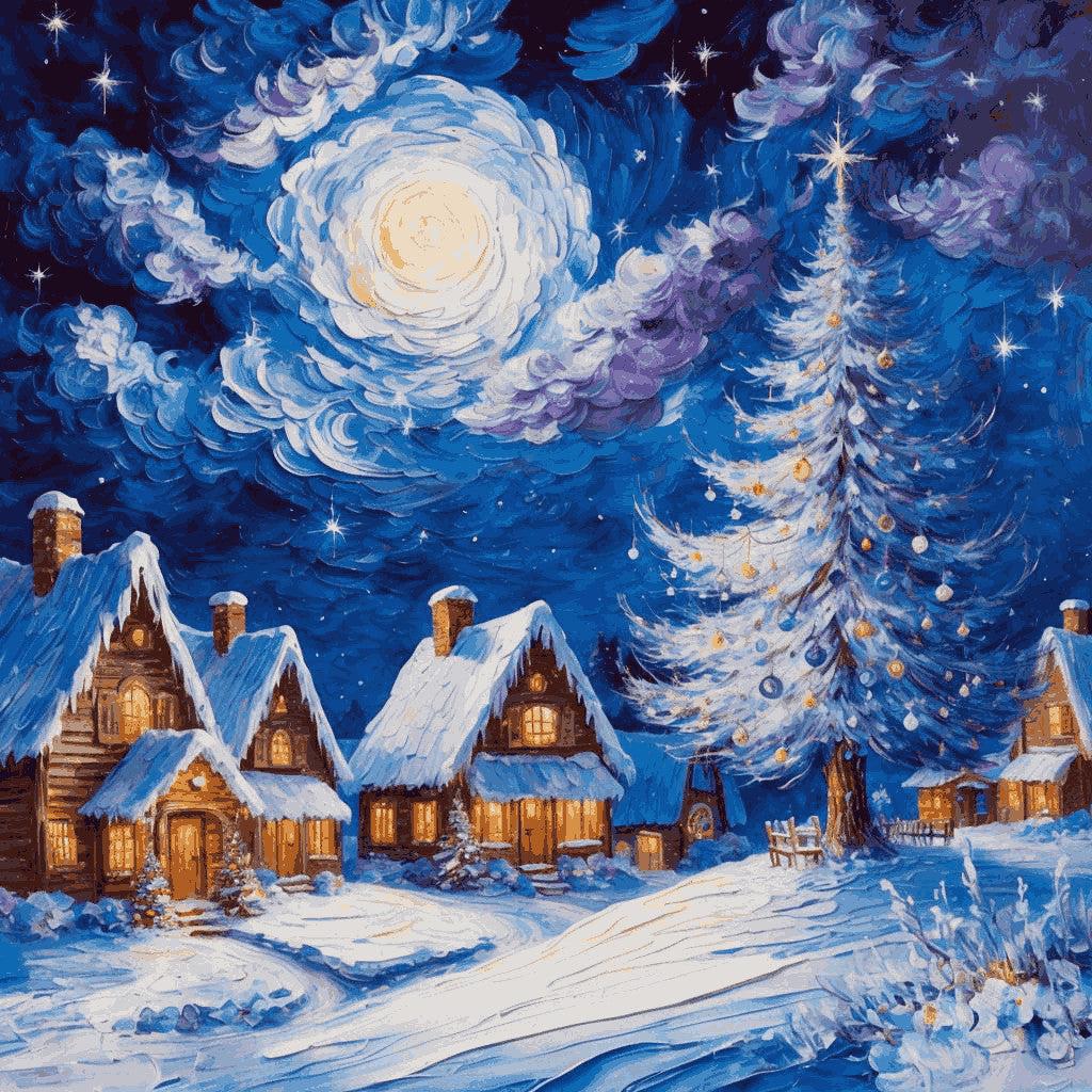 "Enchanted Winter Night" Paint by Numbers Kit - 895b3c188a8232531d344c47edf40d3f