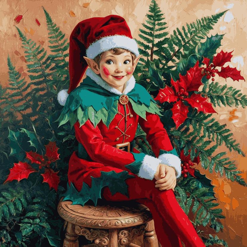 "Christmas Elf" Paint by Numbers Kit - 9992a16f5d3d836aded049fe8245b3ec