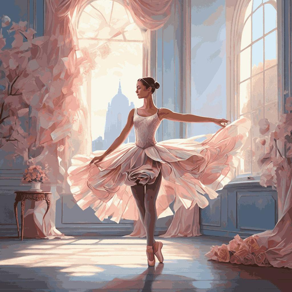 "Graceful Ballet" Paint by Numbers Kit - Default_Acrylic_painting_of_A_beautiful_painting_with_a_gracef_0-quantized