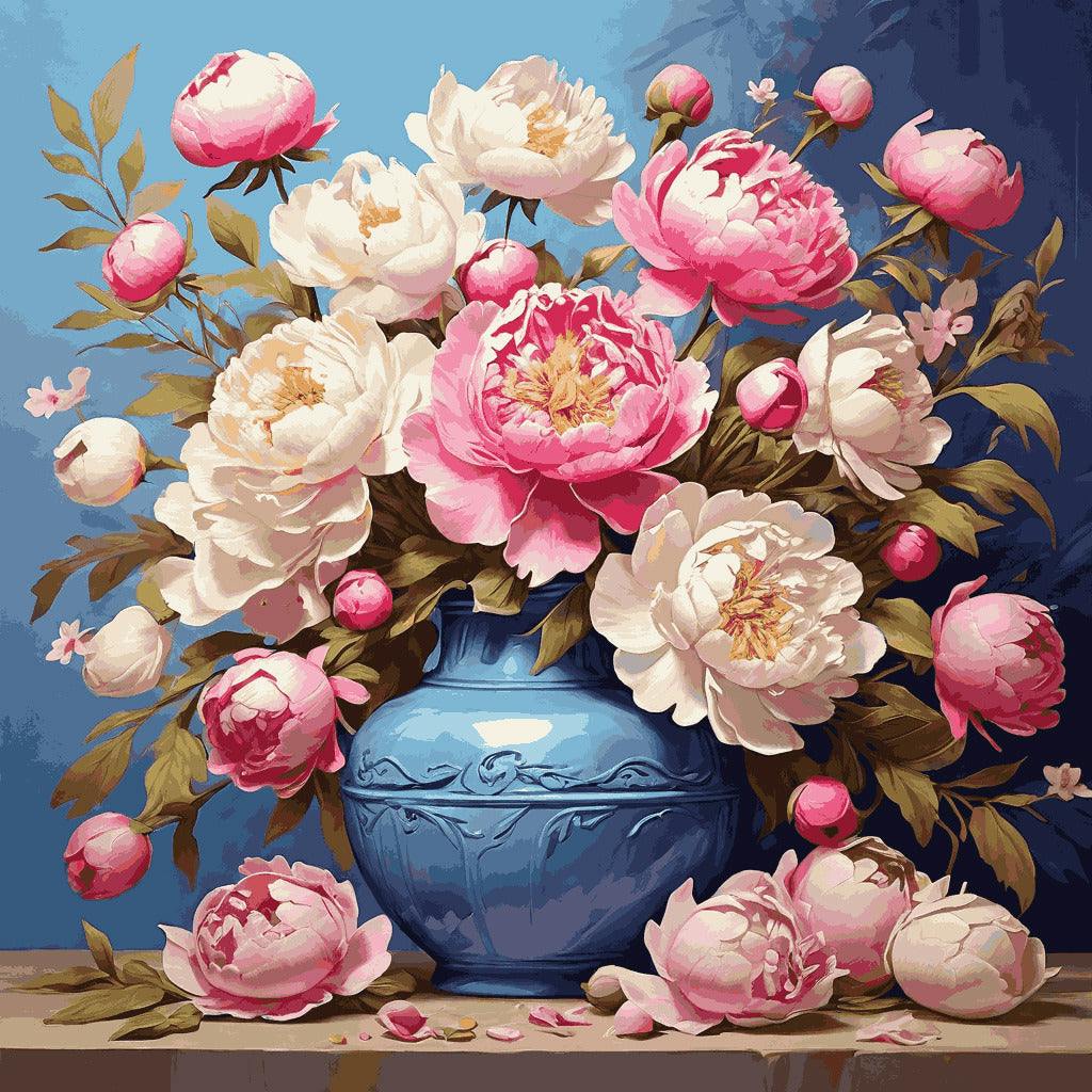 "Blooming Peonies" Paint by Numbers Kit - Default_Acrylic_painting_of_A_beautiful_painting_with_a_lavish_1-quantized