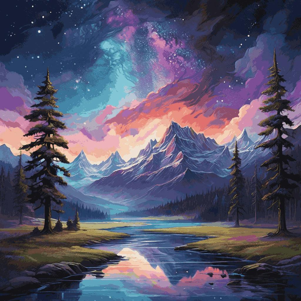"Starlit Peaks" Paint by Numbers Kit - Default_Acrylic_painting_of_A_beautiful_painting_with_a_serene_0_1_-quantized_e3bc4fdb-3570-41ed-a28a-17257d744acd
