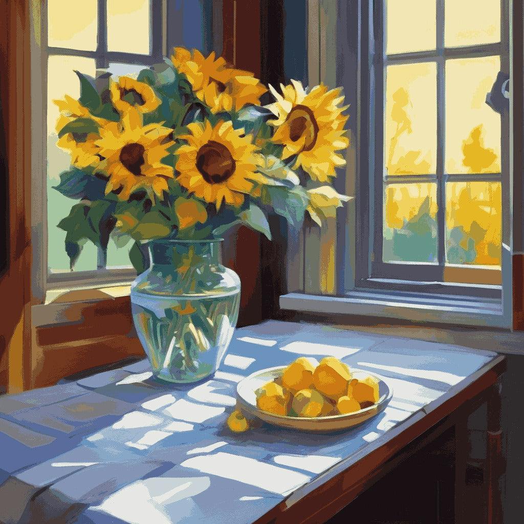 "Sunflower Radiance" Paint by Numbers Kit - Default_Acrylic_painting_of_A_beautiful_painting_with_a_still_1-quantized_bab8c8b1-ea41-4bf8-aa4a-4bb988475cff