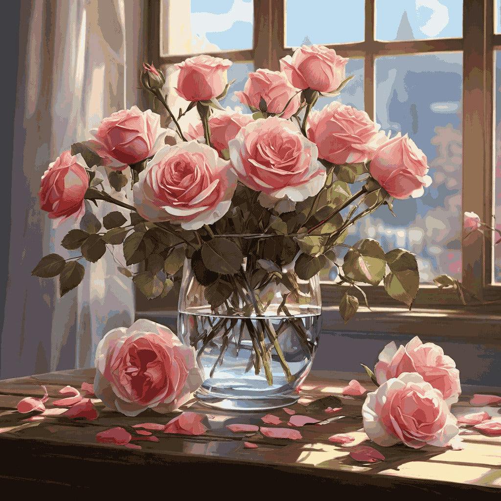 "Rose Elegance" Paint by Numbers Kit - Default_Acrylic_painting_of_A_beautiful_painting_with_a_still_1_1_-quantized