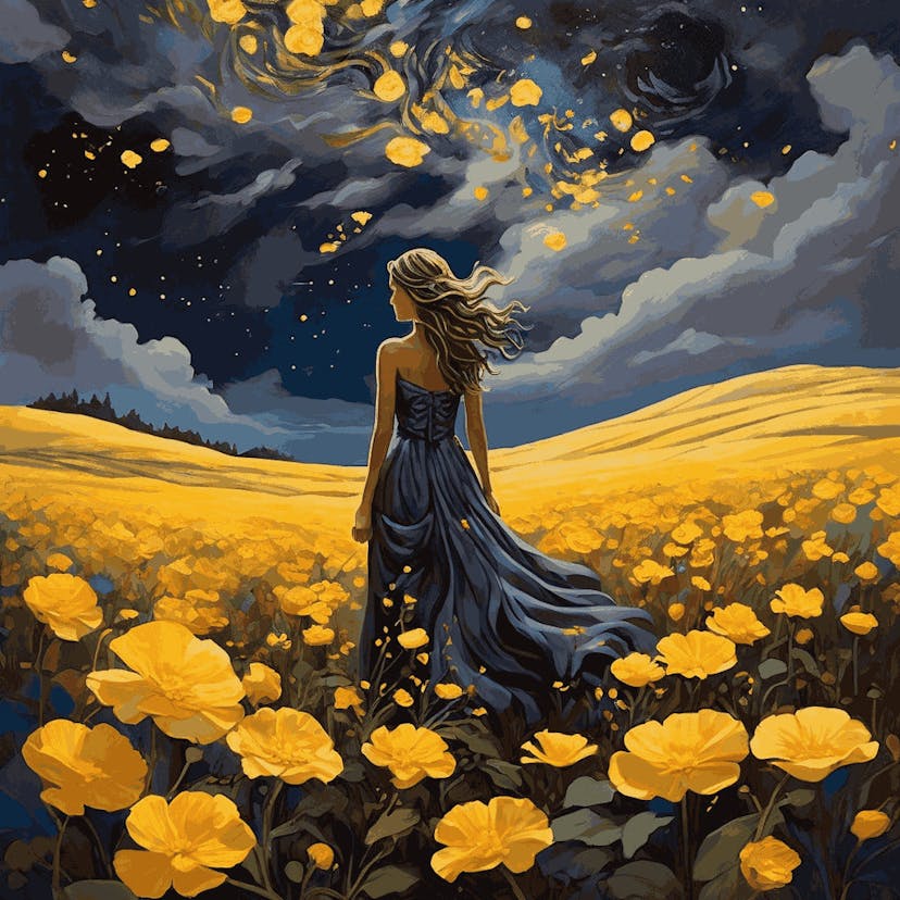 "Golden Dreams" Paint by Numbers Kit - Default_Acrylic_painting_of_A_beautiful_painting_with_a_woman_1-quantized_e8138a7b-1529-4c51-a293-f4d591624f1c