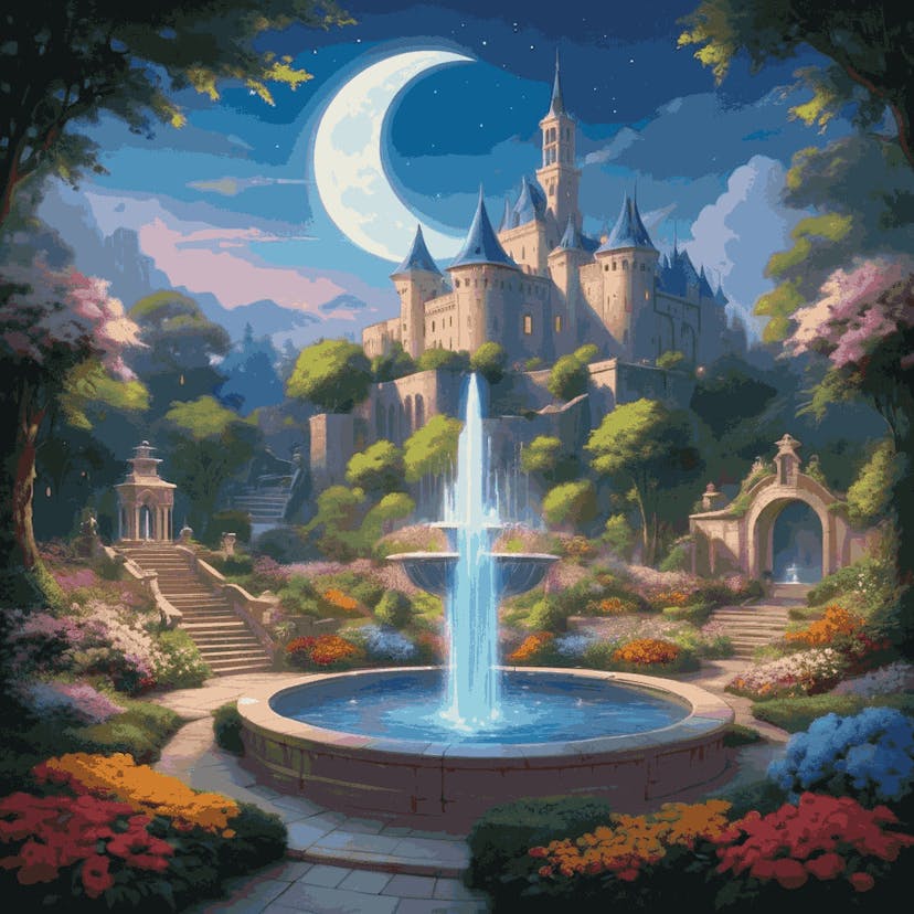 "Enchanted Castle" Paint by Numbers Kit - Default_Acrylic_painting_of_A_scene_inspired_by_a_early_morni_1-quantized_277cae43-3081-4f47-9d82-82734d0a77e7