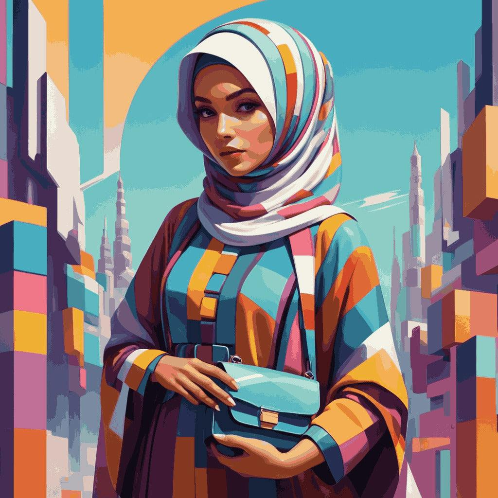 "Modern Grace" Paint by Numbers Kit - Default_Acrylic_painting_of_hijab_Woman_clad_in_a_vibrant_mult_0-quantized_145f632c-047b-4a77-a86a-08138d02b610