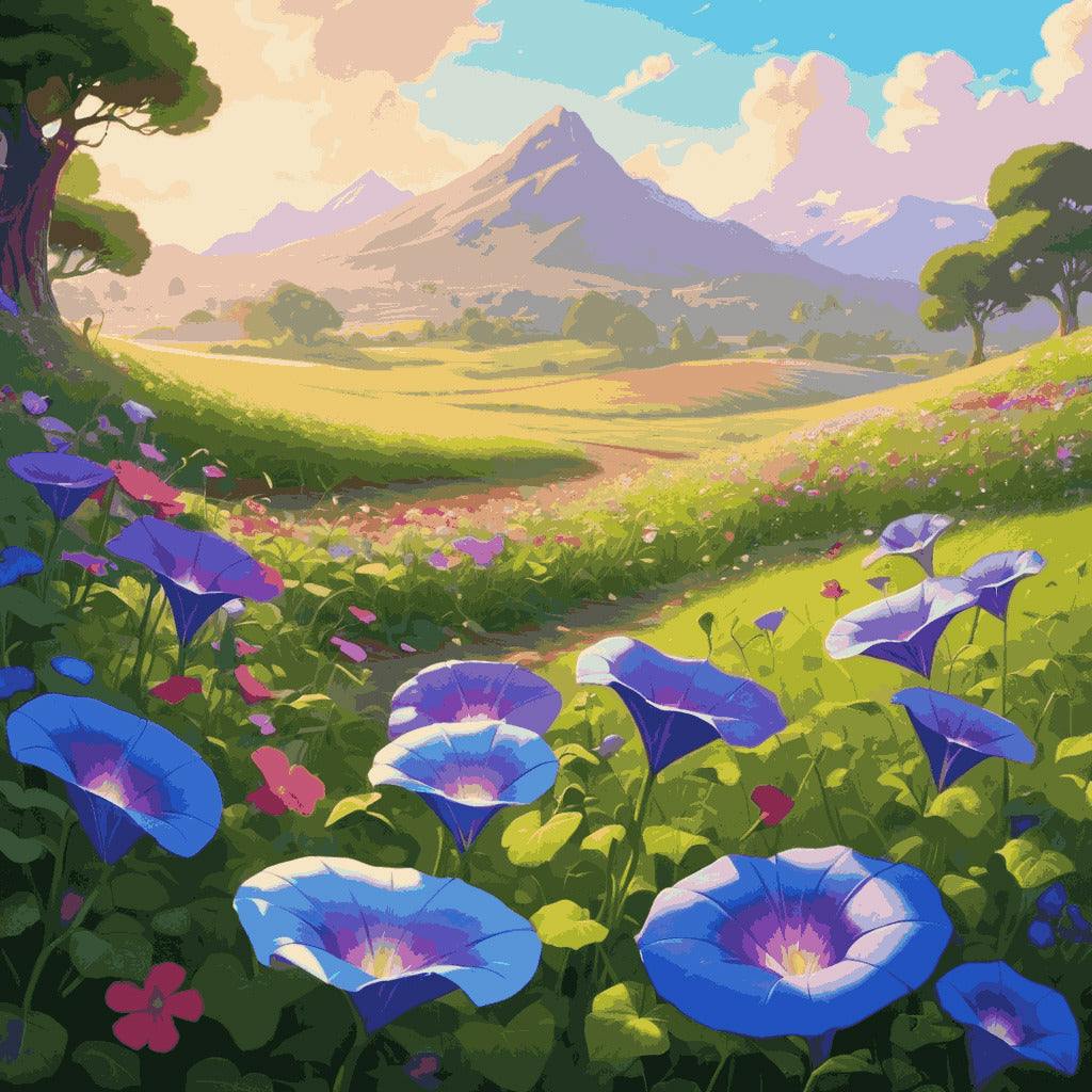 "Morning Glory Meadow" Paint by Numbers Kit - Default_Base_relief_Art_carving_soft_colorful_morning_glory_f_1-quantized_507a120f-acc1-43a0-a4ec-3a84e5389f20