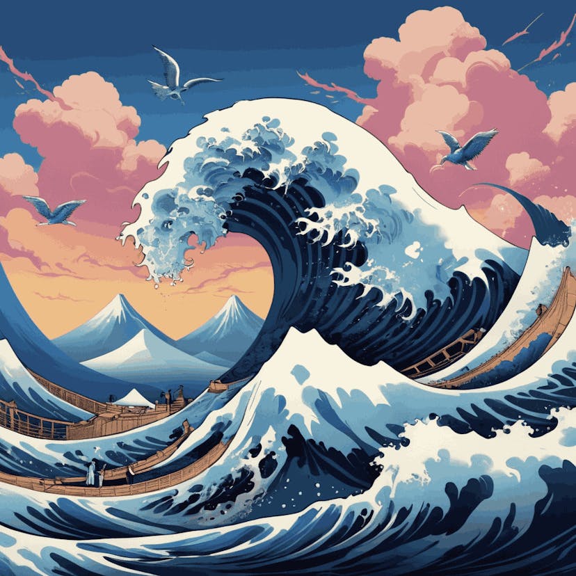 "Wave of Kanagawa" Paint by Numbers Kit - Default_Hokusaiinspired_wave_fan_art_vast_ocean_with_distant_s_0-quantized_69e9175f-75c1-4ca3-8c12-a26dd85ff776