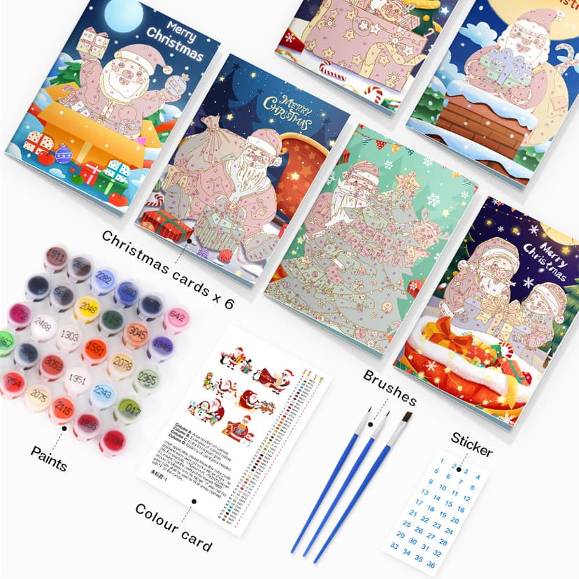 Christmas Paint by Numbers Cards (Set of 6) - HK007-12_10