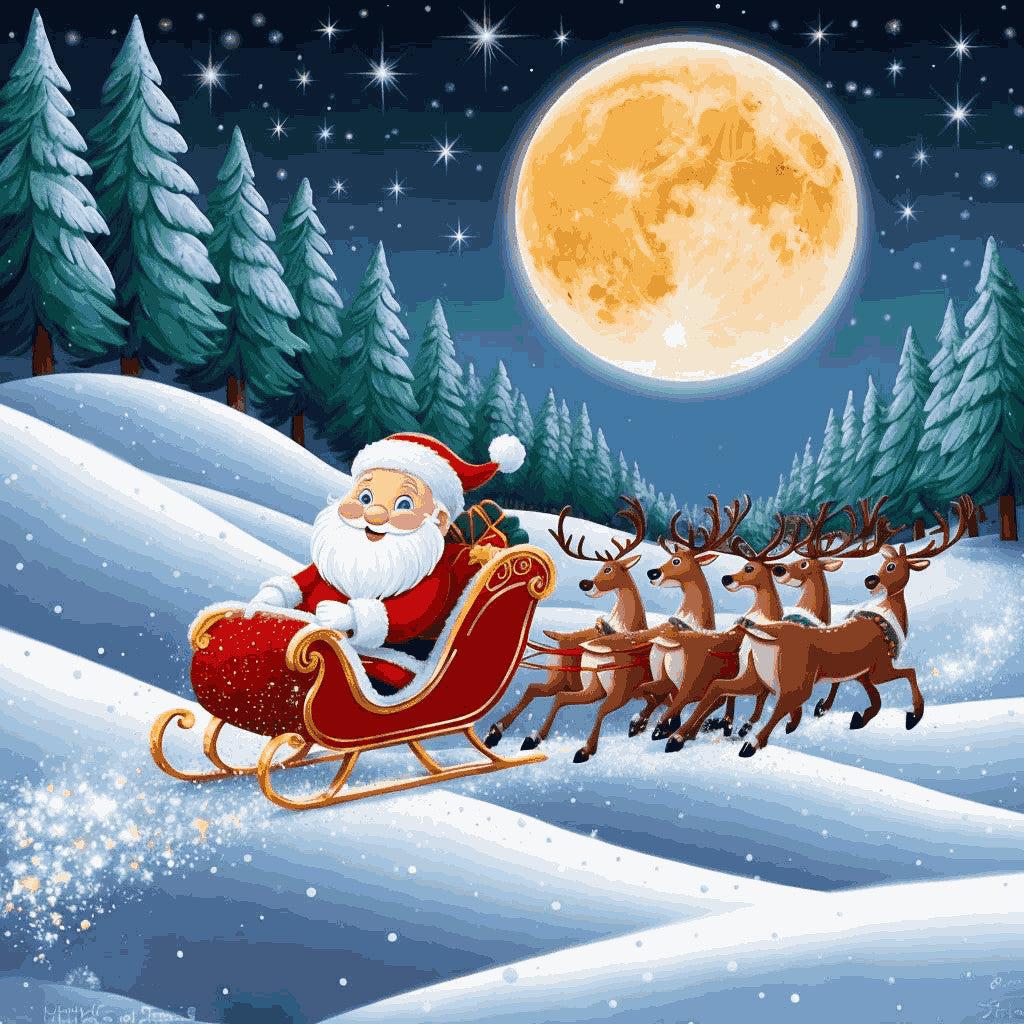 "Santa's Moonlit Sleigh Ride" Paint by Numbers Kit - a911756c4d074285c3af53736b28c3f8