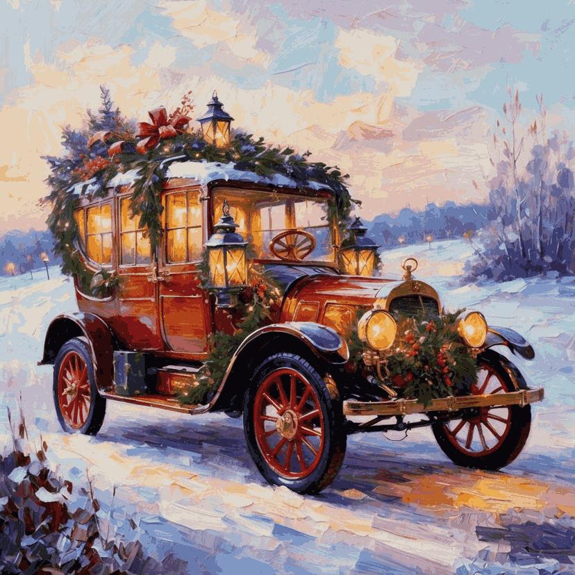 "Vintage Christmas Car" Paint by Numbers Kit - ab5291bb3f2e8e54170c5d4f44ea07c4