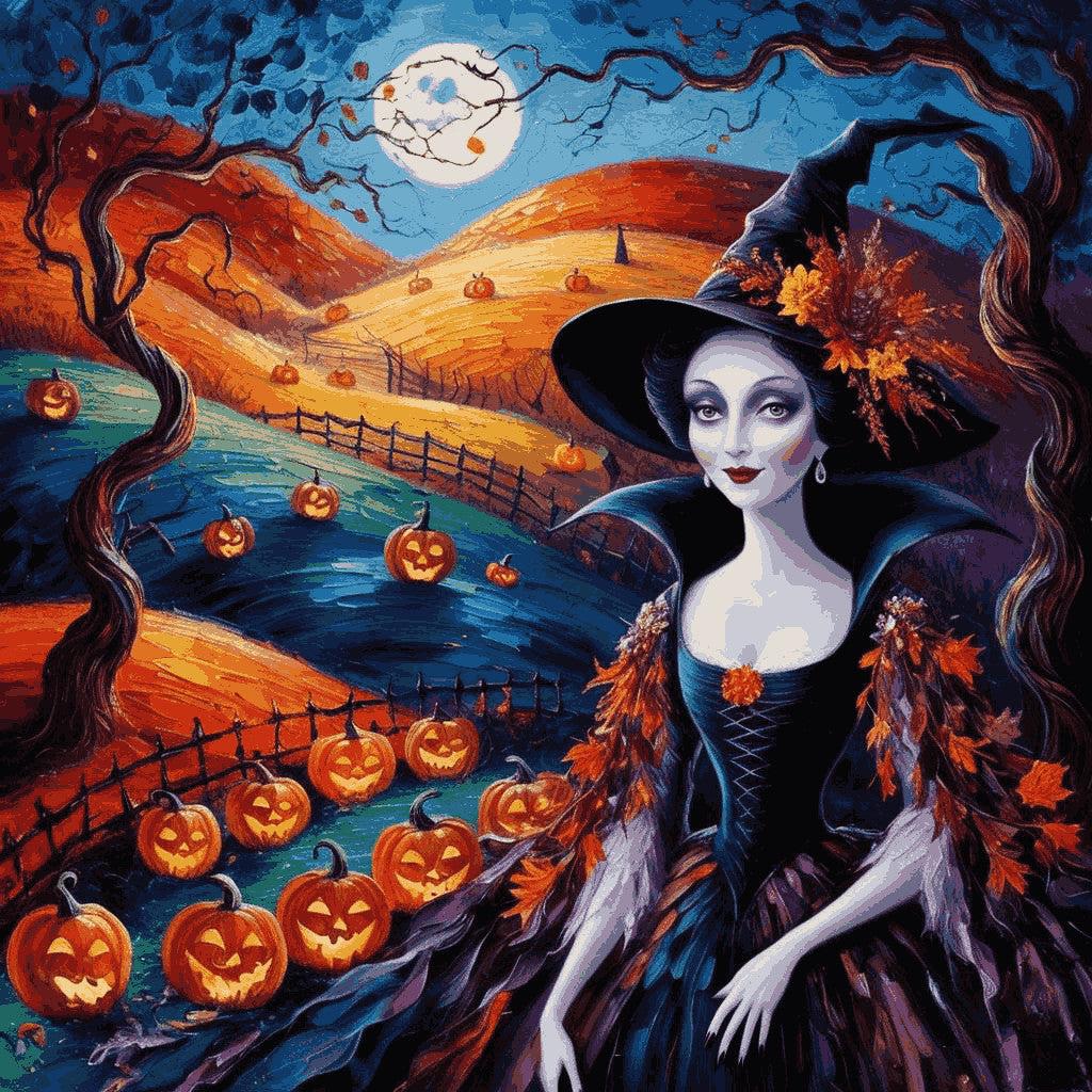 "Halloween Witch's Enchanted Pumpkin Patch" Paint by Numbers Kit - d0ad6f56feb8b67ce6ab2b499d233b4a