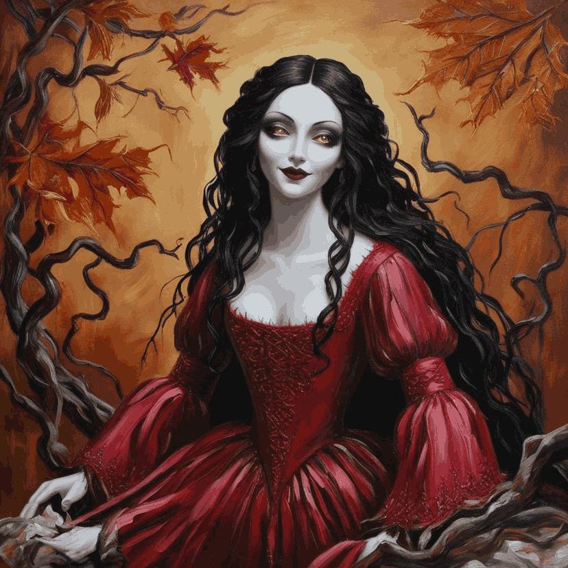 "Gothic Autumn Enchantress" Paint by Numbers Kit - d4a6c7993934dcba50e968dfaf13f279