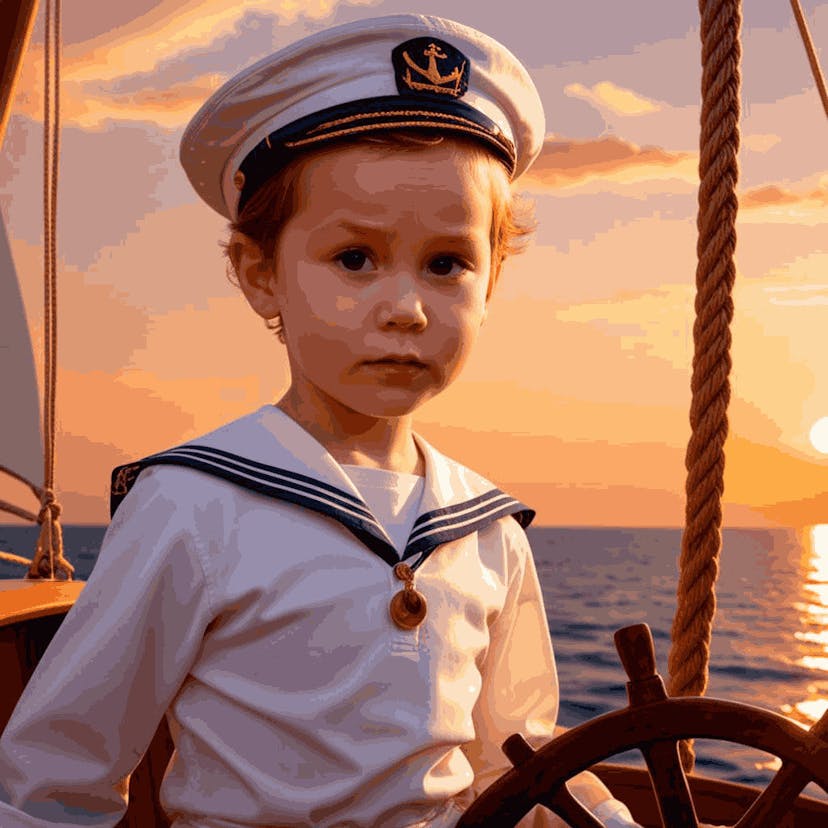 "Little Captain at Sunset" Paint by Numbers Kit - d8d86acc1e8832f6073540fbb594bc9a