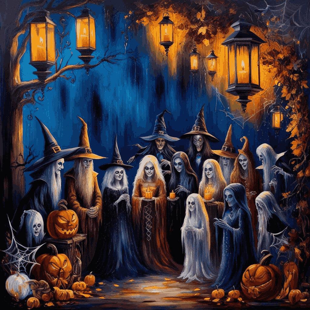 "Witches' Halloween Gathering" Paint by Numbers Kit - db6ac29d8fb6e37cc849edcb82d5463b