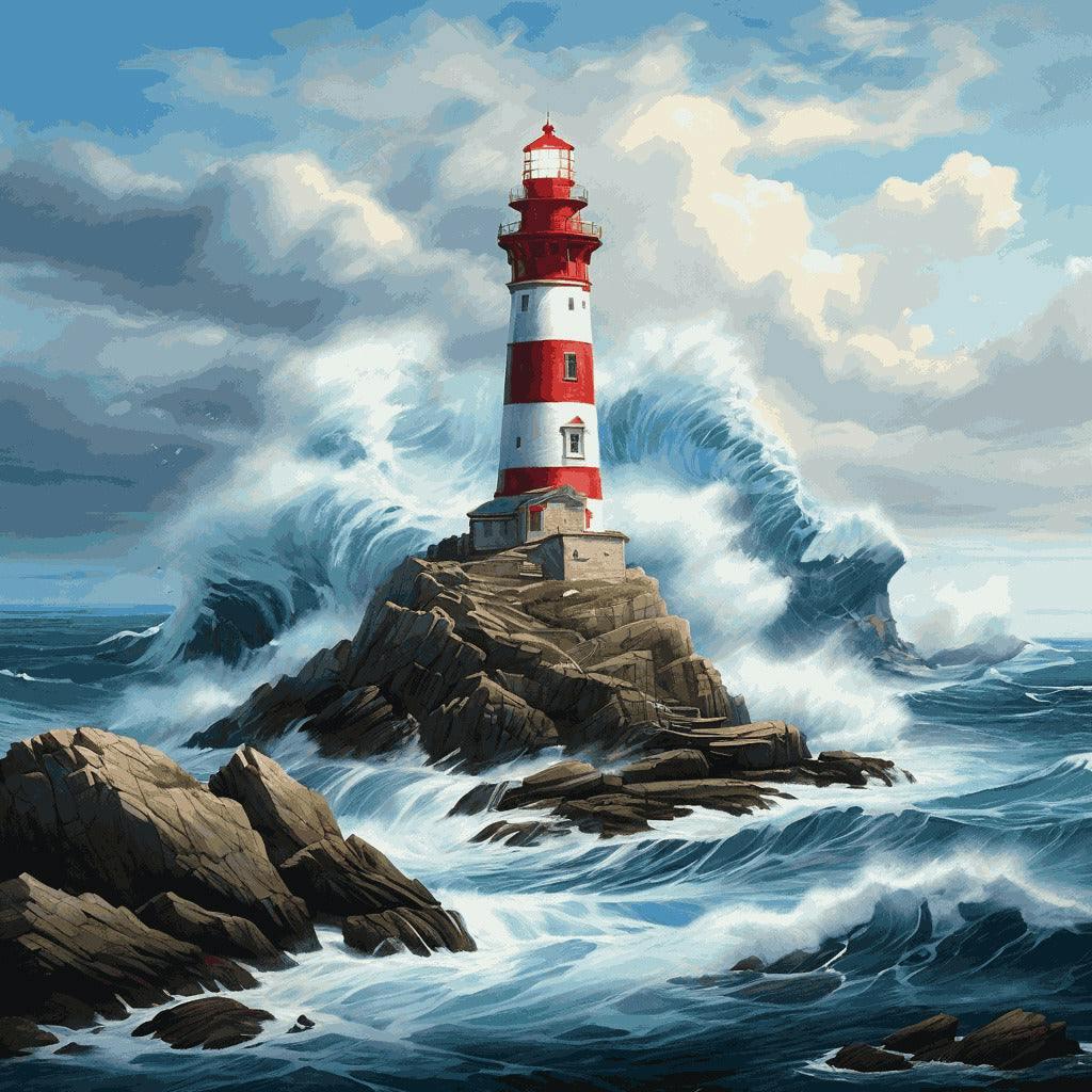 "Stormy Lighthouse" Paint by Numbers Kit - default_acrylic_painting_of_a_beautiful_painting_with_a_dramat_1_0ad76fe4-b07a-4698-a29a-cf559b2ade34-quantized