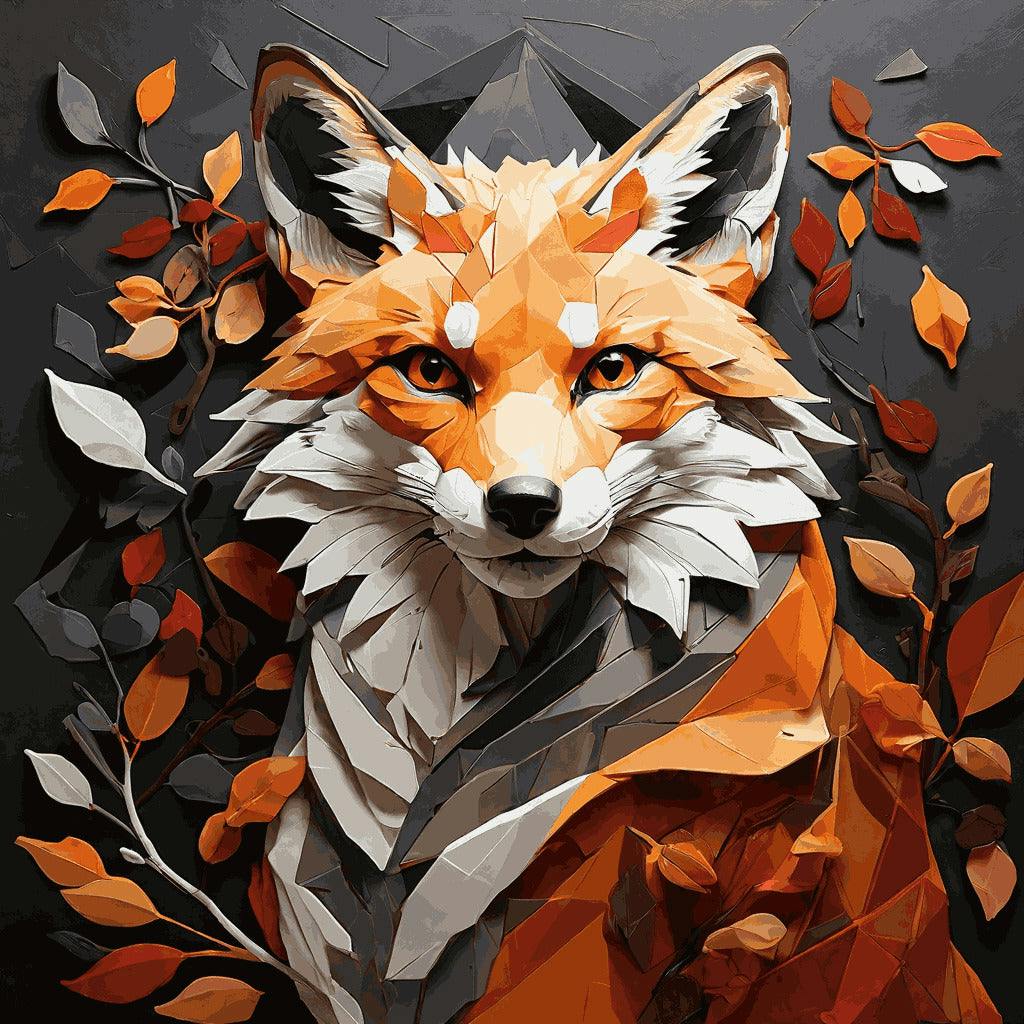 "Geometric Fox Majesty" Paint by Numbers Kit - default_acrylic_painting_of_a_beautiful_painting_with_a_geomet_0_4897c7ad-1e59-4a86-b3c2-fed0c27f0d73-quantized