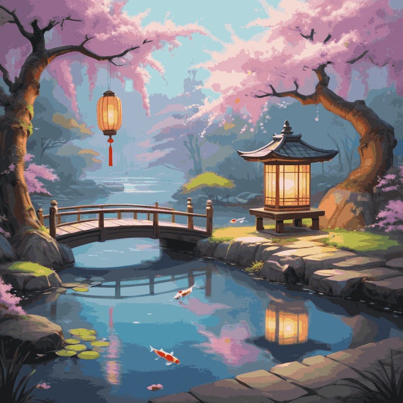 "Zen Serenity" Paint by Numbers Kit - default_acrylic_painting_of_a_beautiful_painting_with_a_japane_1-quantized_47ee0075-e7ea-4ac7-856a-6e6bed22969f