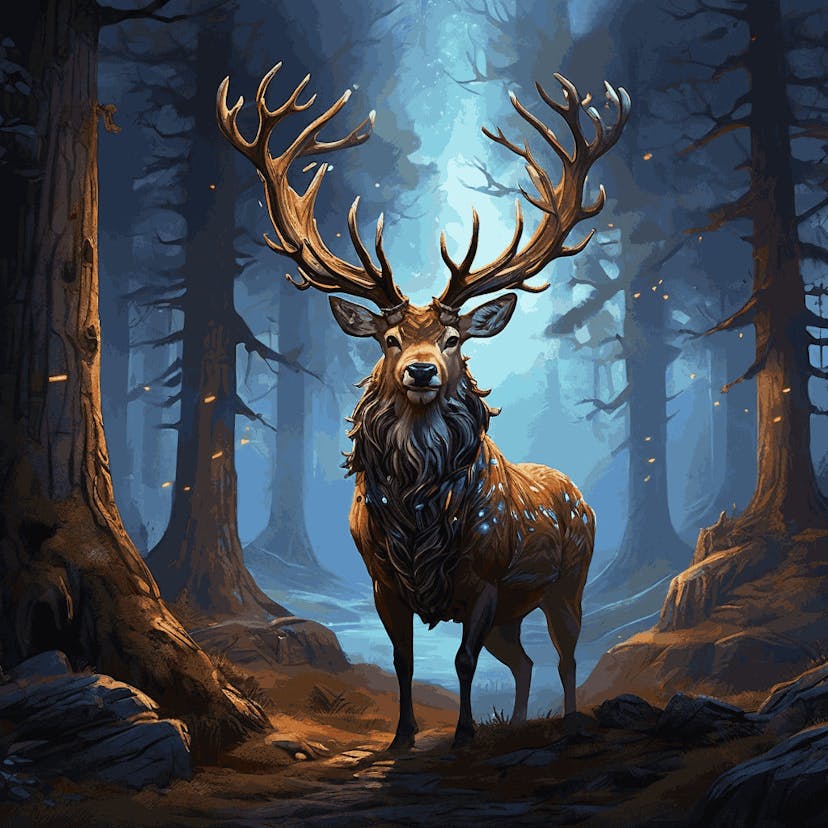 "Majestic Stag" Paint by Numbers Kit - default_acrylic_painting_of_a_beautiful_painting_with_a_majest_1_578add23-72a5-49e9-a285-be7f6bdc0329-quantized
