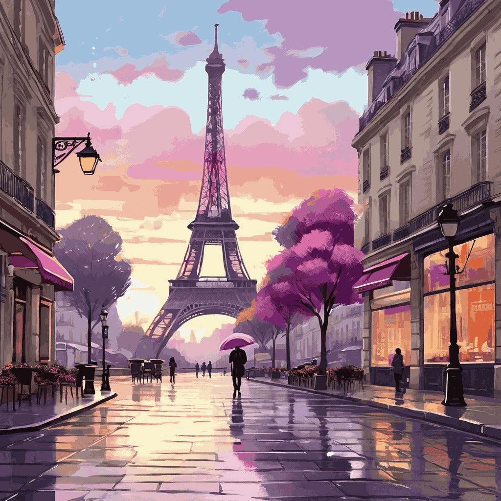 "Parisian Evening" Paint by Numbers Kit - default_acrylic_painting_of_a_beautiful_painting_with_a_romant_1_2b5b466b-fe85-4606-9f73-39fc7c4ea767-quantized