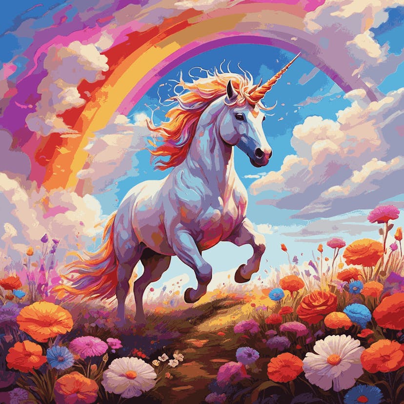 "Rainbow Unicorn Dreams" Paint by Numbers Kit - default_acrylic_painting_of_a_beautiful_painting_with_a_vibran_1_c7f01697-de11-4edf-89aa-9da144bee776-quantized
