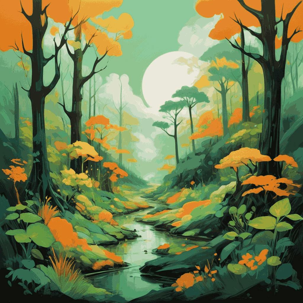 "Mystic Stream" Paint by Numbers Kit - default_acrylic_painting_of_a_beautiful_painting_with_ecology_1-quantized_31e6d745-92f1-4c66-b60c-075b46d9c8bd
