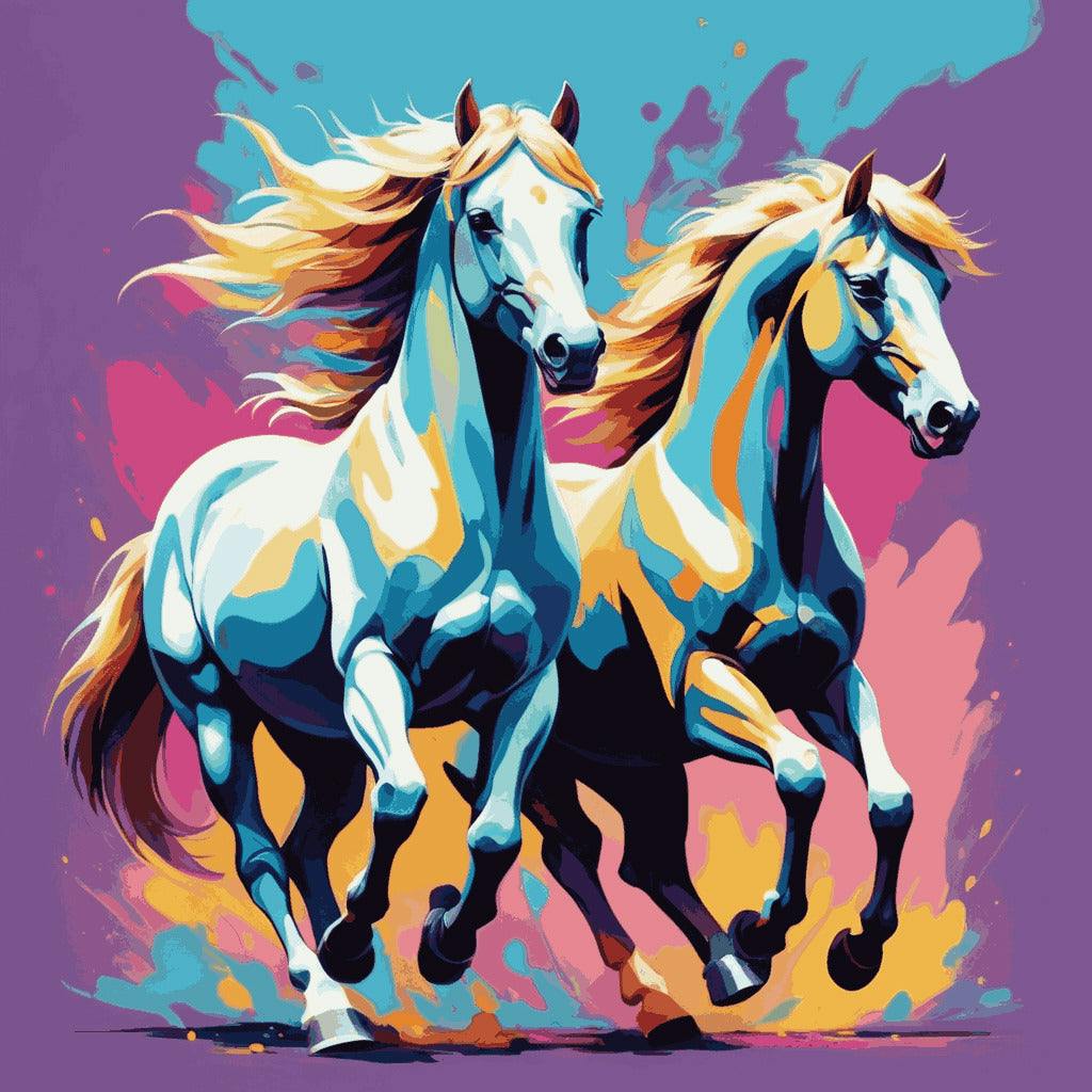 "Wild Horses" Paint by Numbers Kit - default_acrylic_painting_of_a_beautiful_painting_with_horseshi_0-quantized_e40063a3-9192-4295-9bab-cff6117b905d