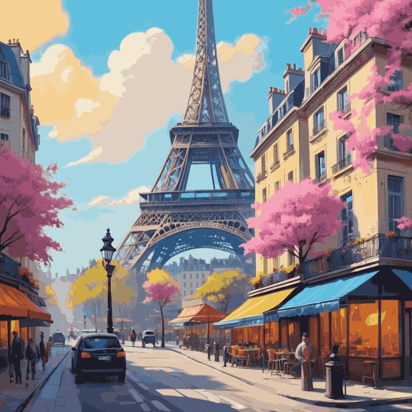 "Springtime in Paris" Paint by Numbers Kit - default_acrylic_painting_of_a_beautiful_painting_with_parishig_1-quantized_7bf3fcaf-c3ac-4a12-8b1f-fafed9ed2157