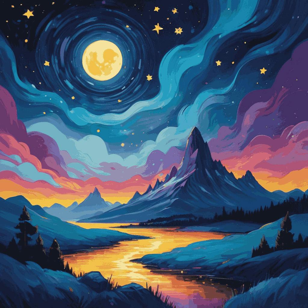 "Midnight Mountains" Paint by Numbers Kit - default_acrylic_painting_of_a_beautiful_painting_with_starry_n_0-quantized_c02c6bf2-d599-4132-8246-b9f1b2df5c27