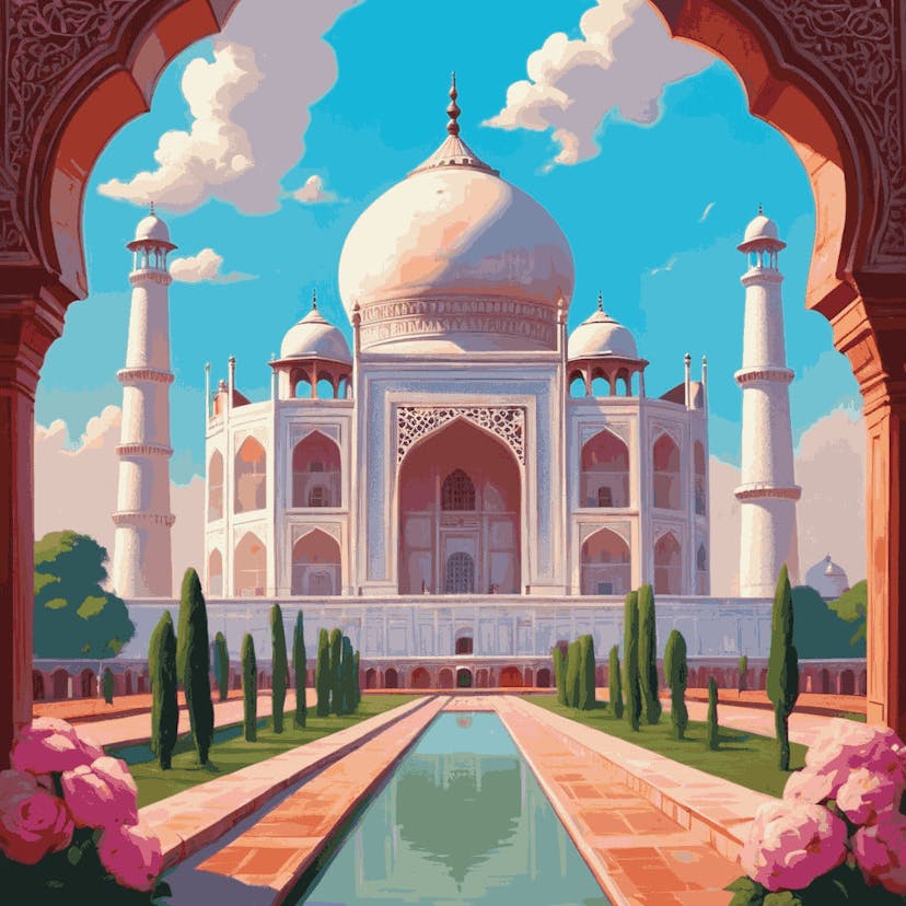 "Majestic Taj" Paint by Numbers Kit - default_acrylic_painting_of_a_beautiful_painting_with_taj_maha_0-quantized_04064393-3b55-4cfd-88d5-1739b5e329bf