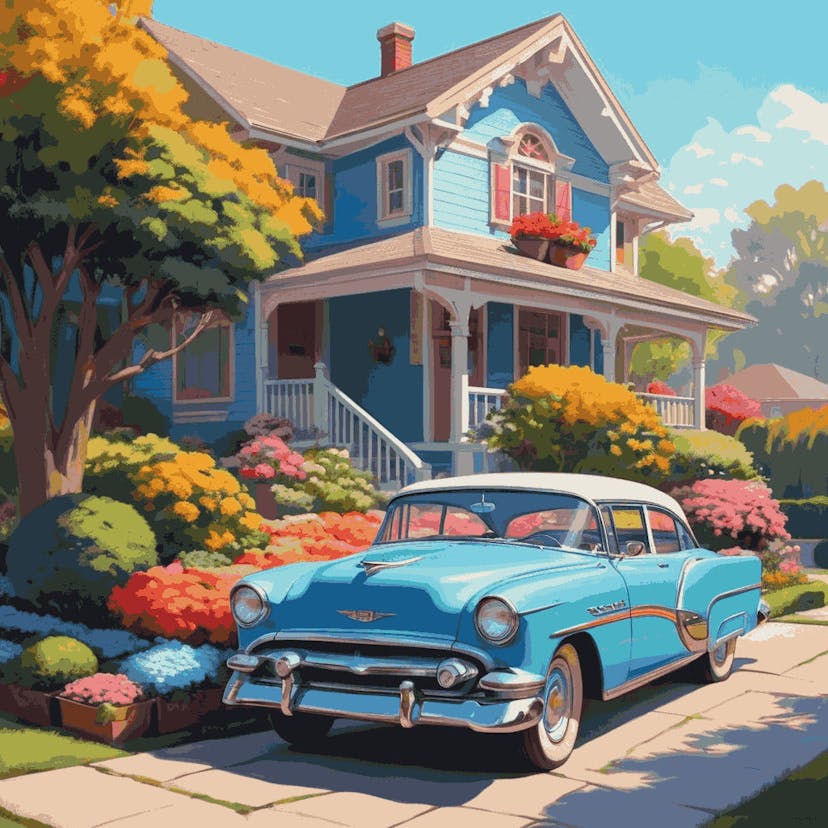 "Retro Residence" Paint by Numbers Kit - default_acrylic_painting_of_a_beautiful_painting_with_vintage_1-quantized_cf0cfcdd-e39d-4cc0-8670-cbe8c5520413