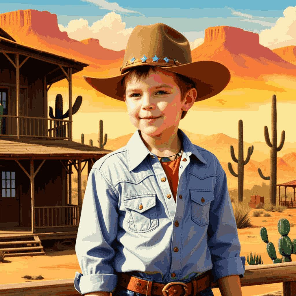 "Little Cowboy in the Wild West" Paint by Numbers Kit - eddf8fd7e3ce5ac7738ba910af8913fb