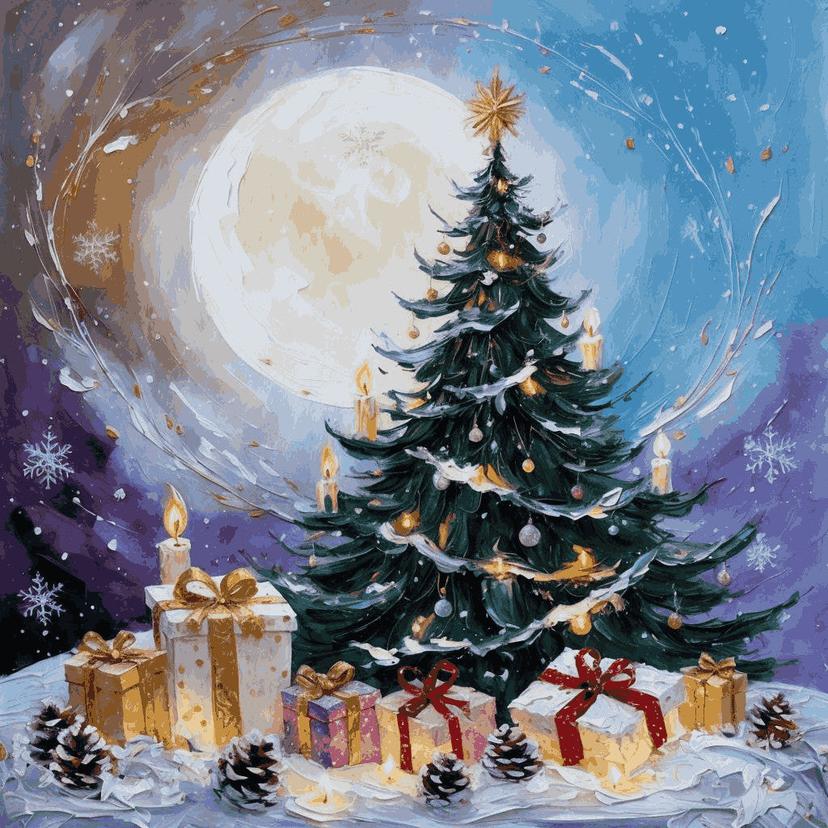 "Moonlit Christmas Magic" Paint by Numbers Kit - f86e2b76aa06f66e086021a2c3874497