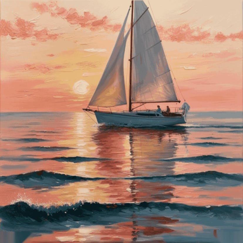 「夕日のセーリング」塗り絵キット - inpainted_default_oil_on_canvas_boat_painting_capturing_the_serenity_of_0-quantized_246216e1-7404-4f5c-a1b5-a080aa8799e1