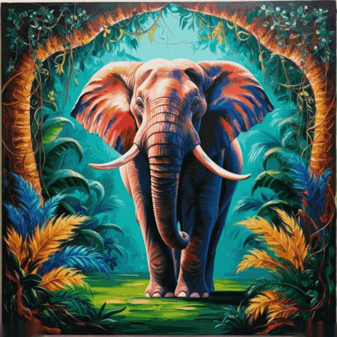 「大きな象」塗り絵キット - inpainted_default_vibrant_elephant_painting_on_a_large_textured_canvas_d_0-quantized_cdc35823-d70e-441f-9213-2085ca83c071