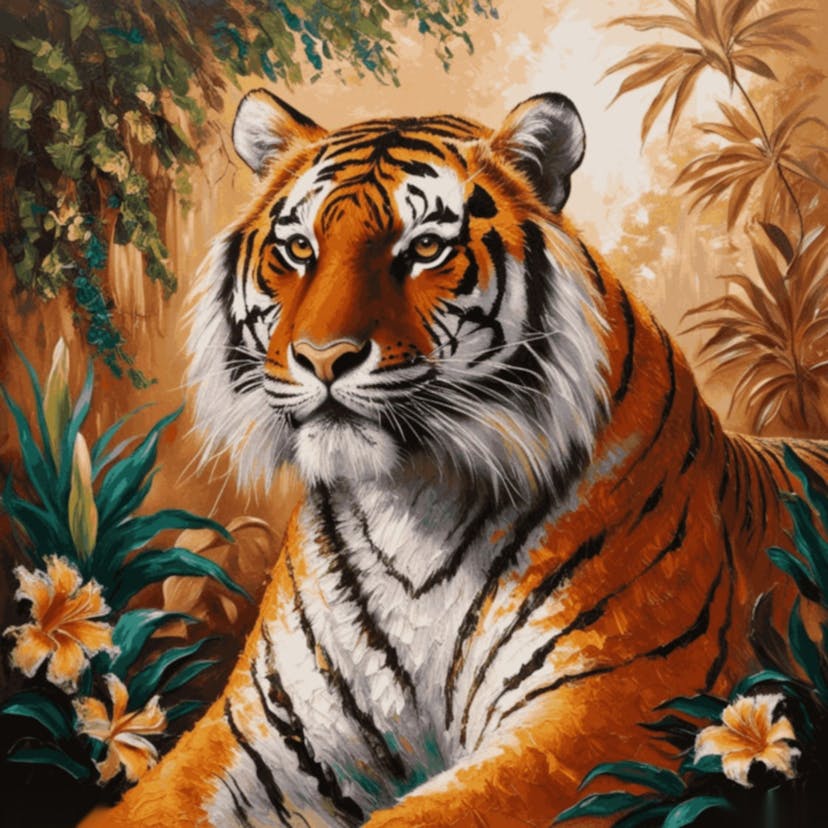 「威厳のあるベンガルトラ」塗り絵キット - inpainted_default_vibrant_oil_portrait_of_a_majestic_bengal_tiger_set_ag_0-quantized_ee51bd08-aa3b-4ce1-84d6-7df2fb19b123