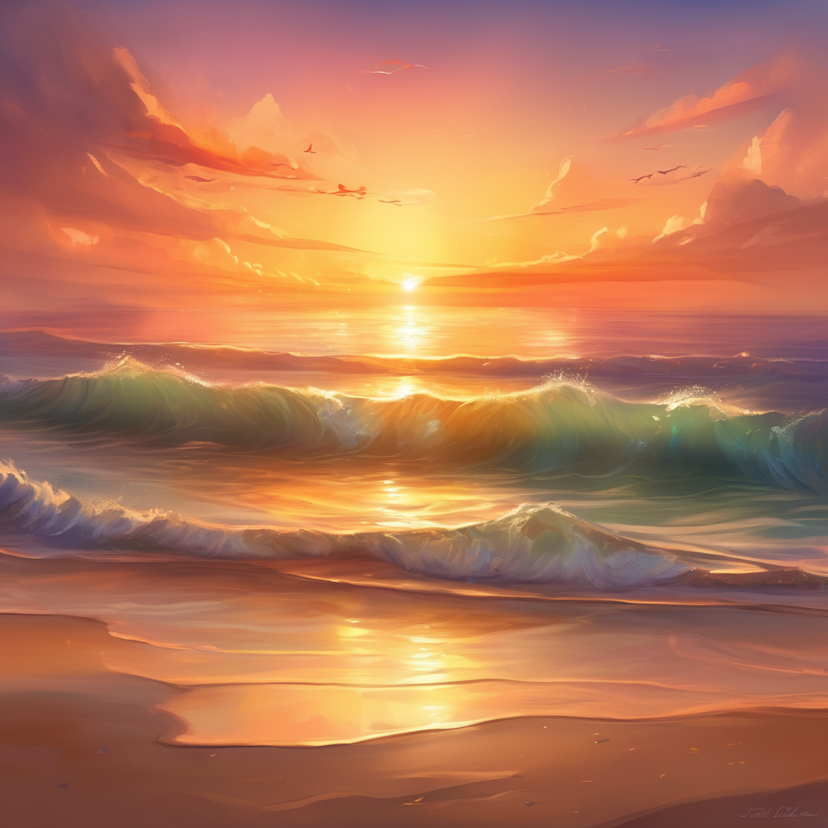 "Sunset Serenity Waves" Paint by Numbers Kit - replicate-prediction-28n6cjpq6drgj0cet7m87kkzzw_61d6e955-e4ed-47d7-99c1-6561094ceb1c